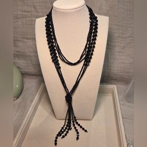 Black Faceted Crystal Beaded Necklace